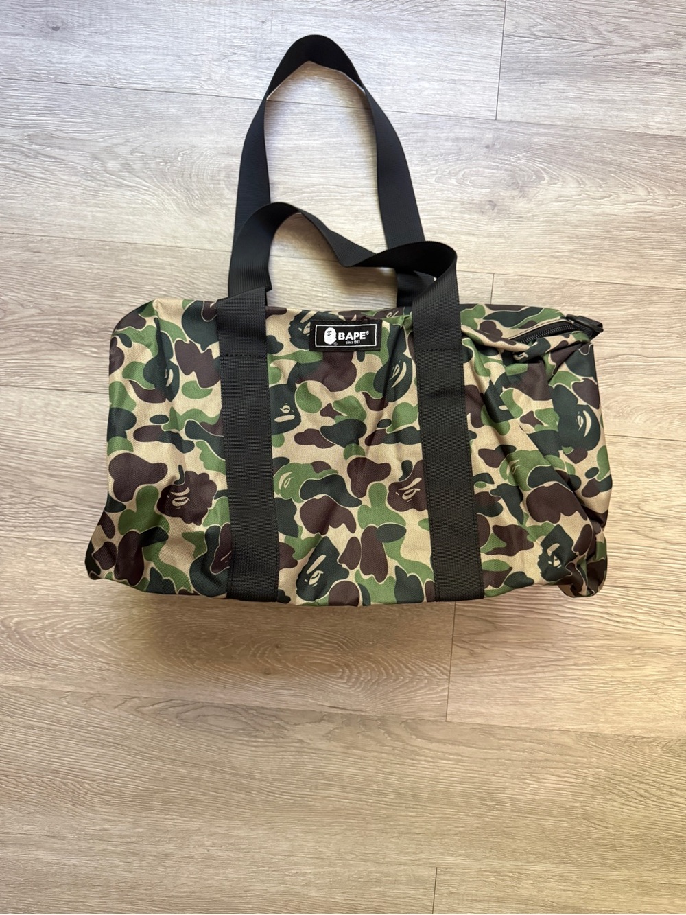 Bape Camo Duffel Bag in Green and Brown with Black Straps